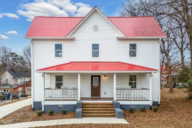 view of front of home with covered porch