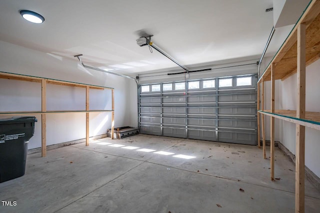 garage with a garage door opener