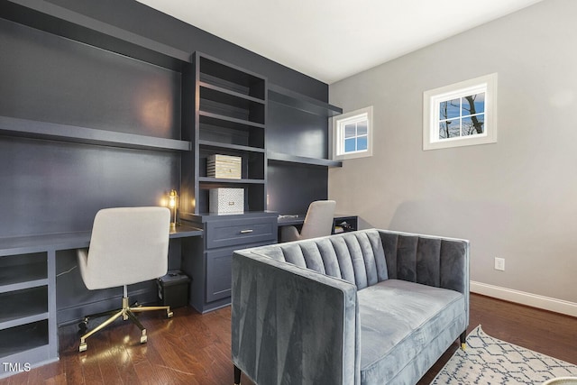 office area featuring dark wood-type flooring