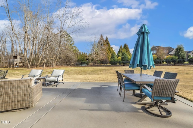 view of patio with a playground