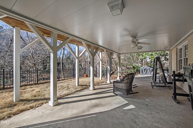 view of patio / terrace featuring ceiling fan