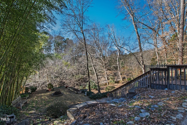 view of yard with a wooden deck