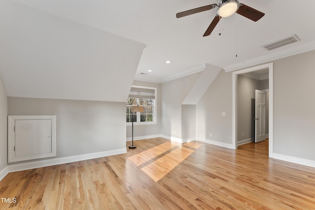 interior space with ceiling fan and light wood-type flooring