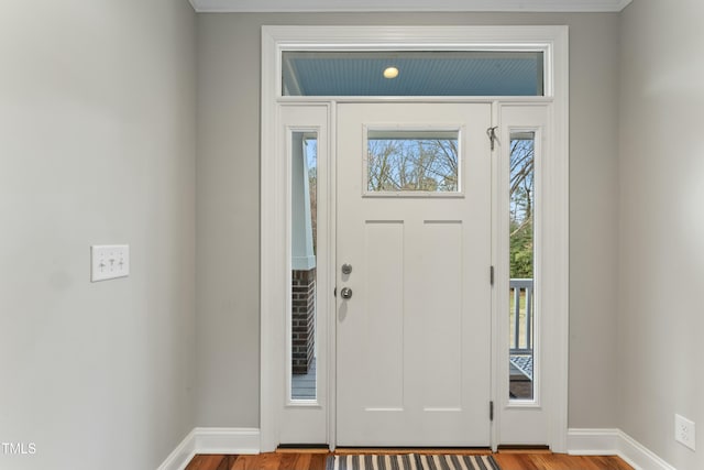 foyer with hardwood / wood-style flooring