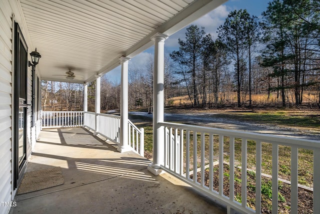 view of patio with ceiling fan