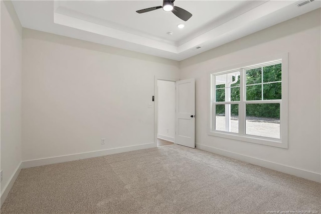 4921 High Branch Ct, Stedman, NC 28391 - carpeted spare room with a ceiling fan, baseboards, a tray ceiling, and recessed lighting