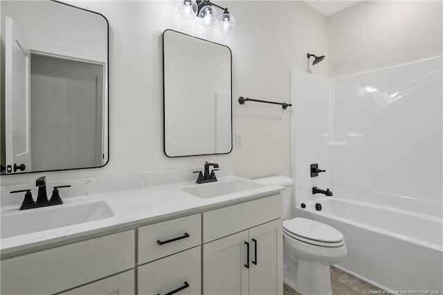 4921 High Branch Ct, Stedman, NC 28391 - bathroom with double vanity, toilet, tub / shower combination, and a sink