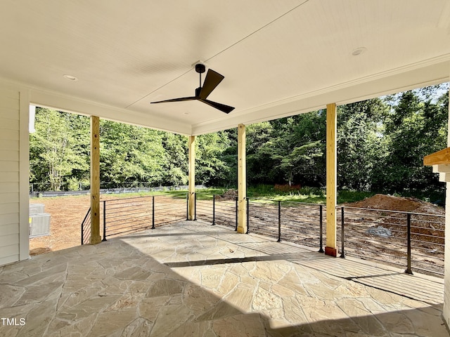 view of patio featuring a ceiling fan