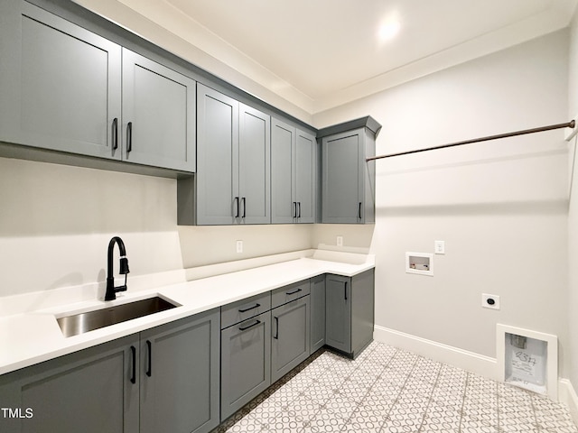 5820 Shawood Dr, Raleigh, NC 27609 - laundry area featuring cabinet space, hookup for a washing machine, hookup for an electric dryer, baseboards, and light floors