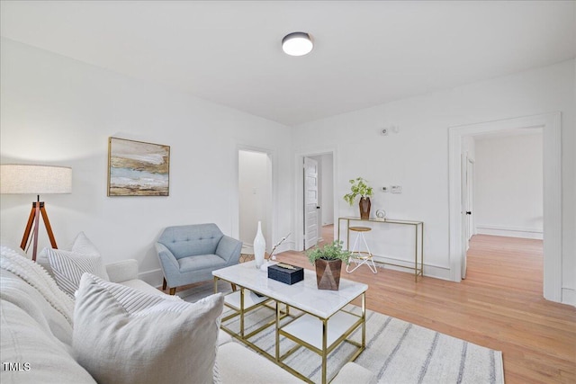 living room with light hardwood / wood-style flooring