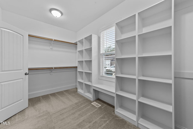 walk in closet featuring carpet