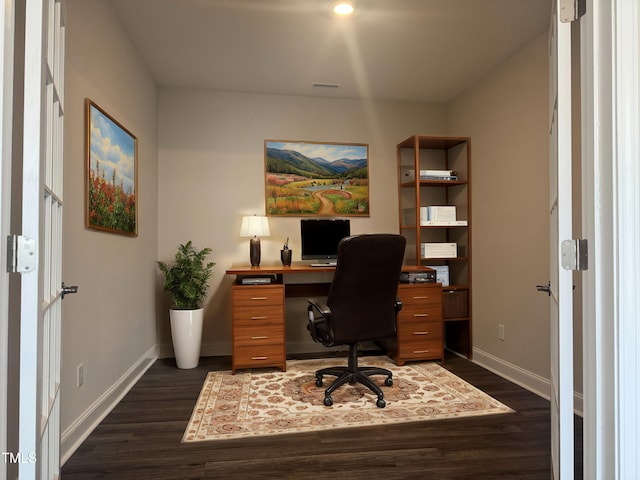 1315 Richfield Oaks Dr, Home, Fuquay Varina, NC 27526 - office area with dark hardwood / wood-style floors