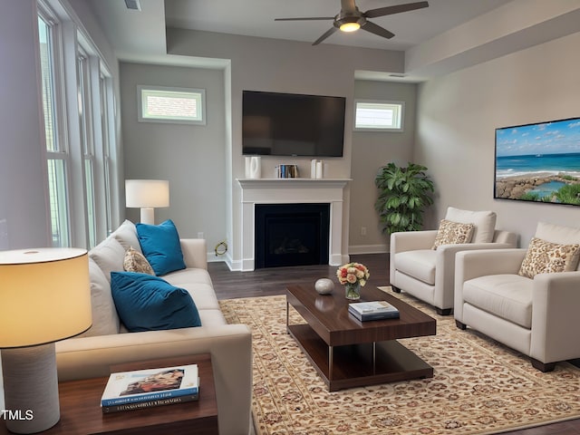 1315 Richfield Oaks Dr, Home, Fuquay Varina, NC 27526 - living room featuring hardwood / wood-style flooring and ceiling fan