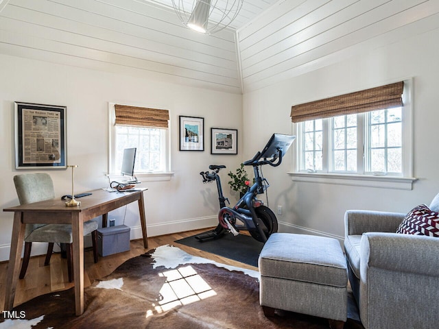 interior space with dark hardwood / wood-style flooring