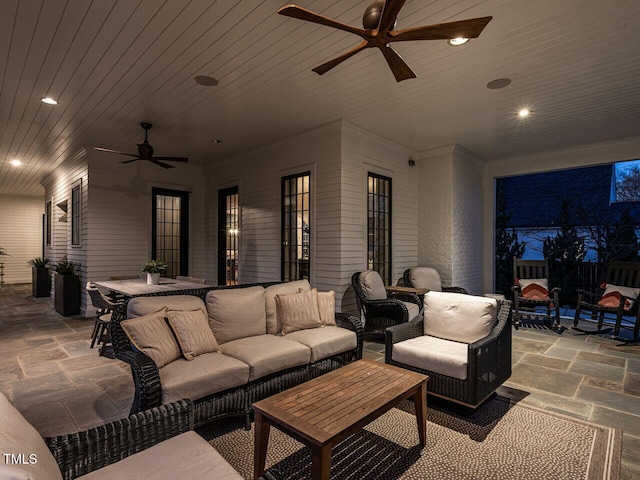 view of patio / terrace featuring outdoor lounge area and ceiling fan