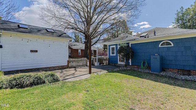 view of yard with a patio area and fence