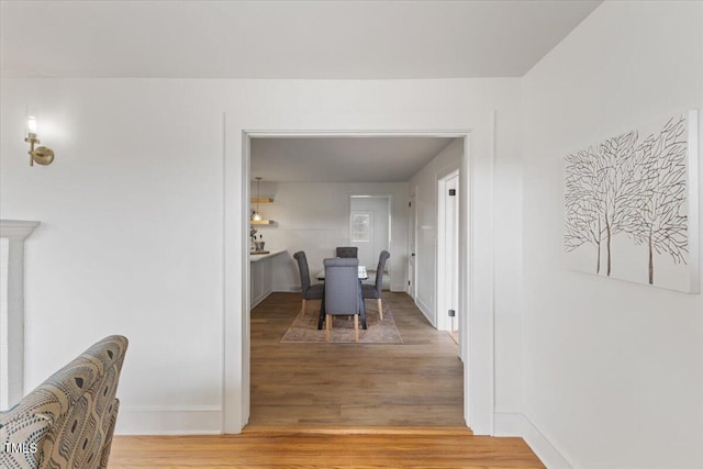 dining space featuring hardwood / wood-style flooring