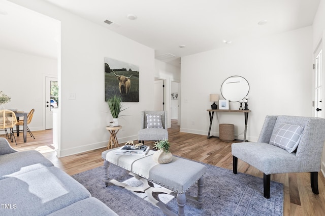 living room with light wood-type flooring