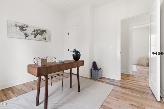 office area featuring light hardwood / wood-style flooring