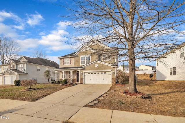 front of property with a garage and a porch