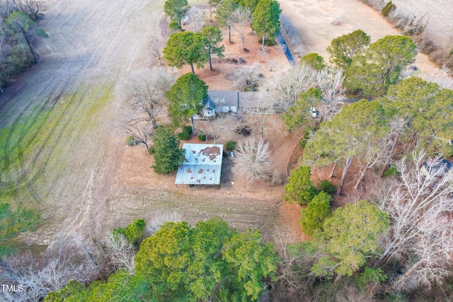 birds eye view of property featuring a rural view