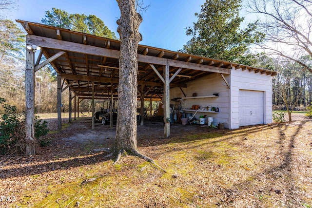 exterior space featuring a garage