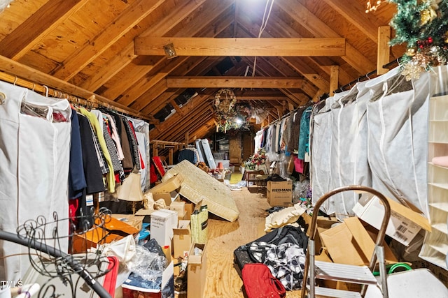 interior space featuring vaulted ceiling