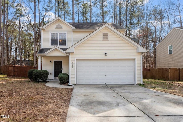 view of front property with a garage