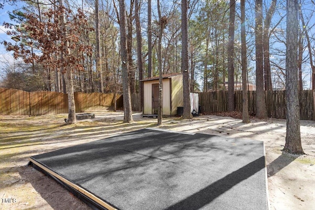 view of yard featuring a storage unit