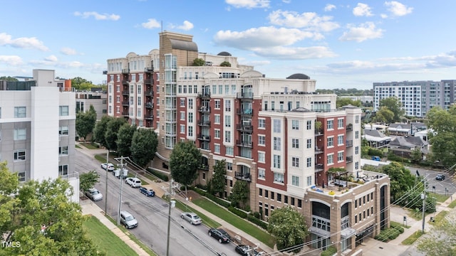 view of building exterior featuring a view of city