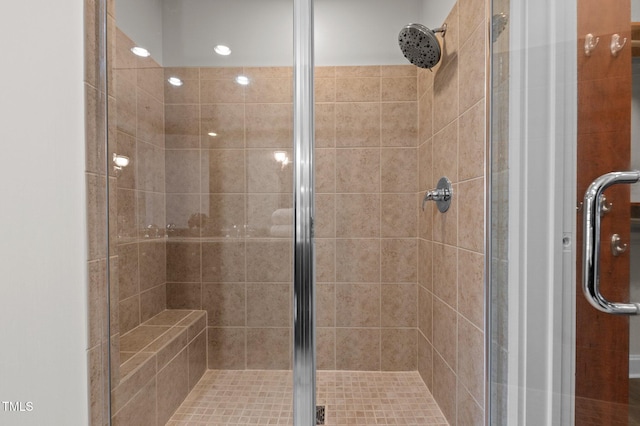 bathroom featuring a stall shower