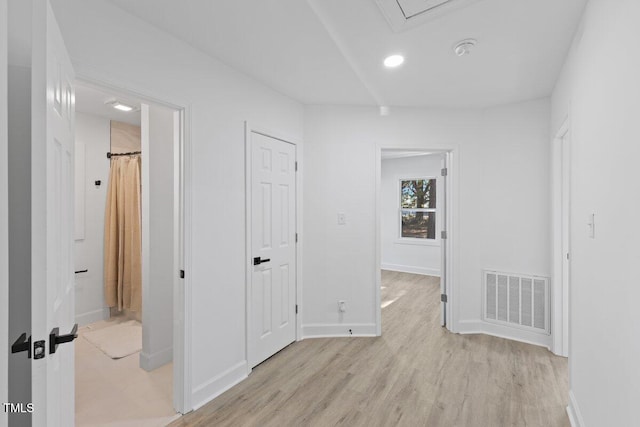 interior space with light hardwood / wood-style flooring