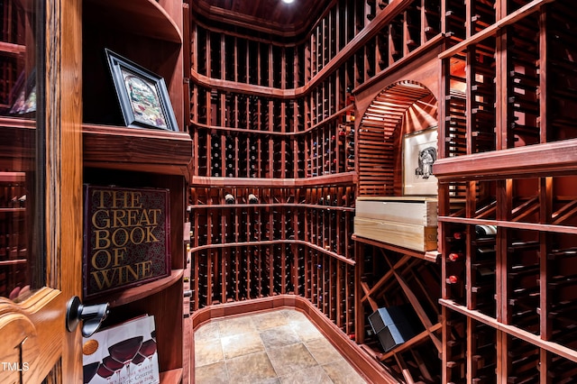 wine room with stone finish flooring