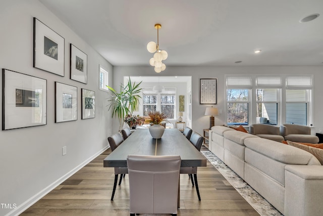 dining area featuring hardwood / wood-style floors