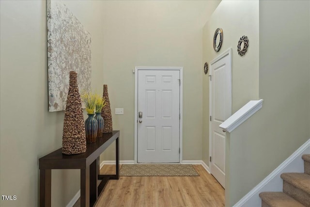 doorway to outside featuring light hardwood / wood-style flooring