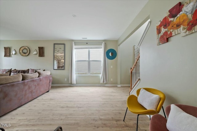 living room with light wood-type flooring