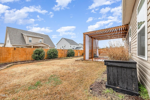 view of yard with a pergola