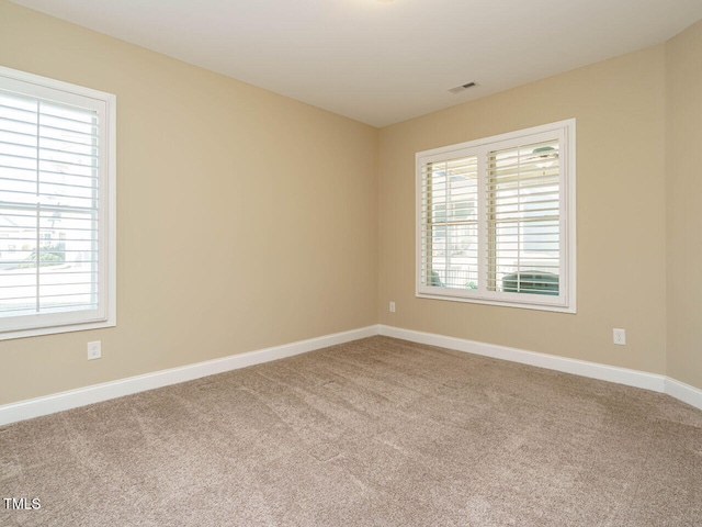 unfurnished room featuring carpet floors and a wealth of natural light