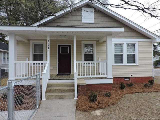 bungalow-style home featuring a porch