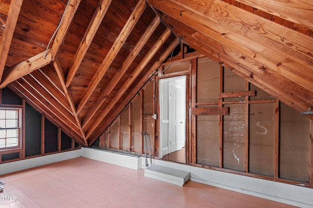 view of unfinished attic