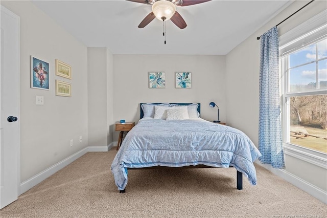 bedroom featuring carpet flooring and ceiling fan