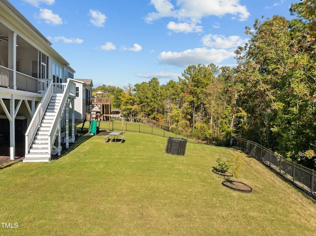 view of yard with a playground