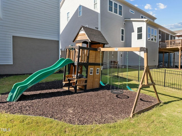 view of playground featuring a yard