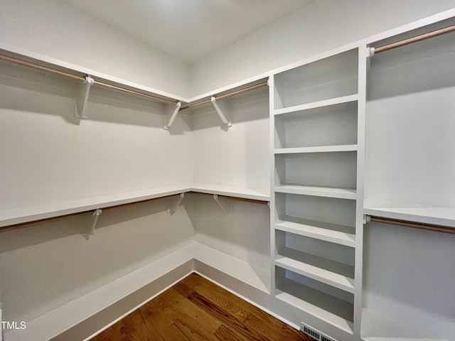 walk in closet featuring wood-type flooring