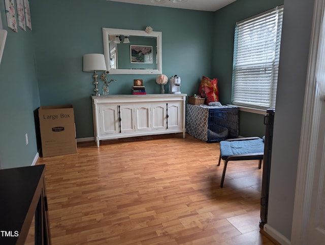 interior space with light hardwood / wood-style floors