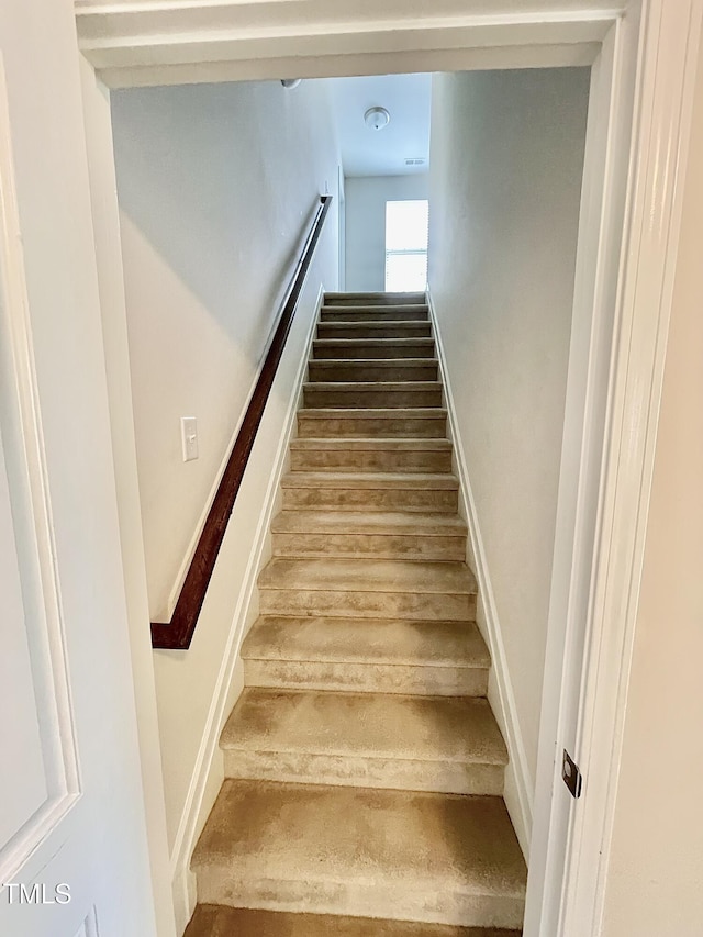 staircase featuring wood-type flooring