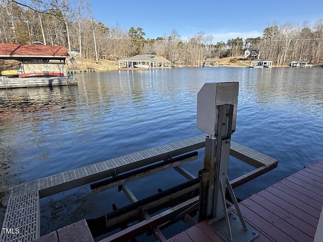 view of dock featuring a water view