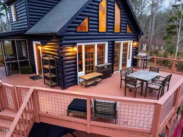 deck featuring area for grilling