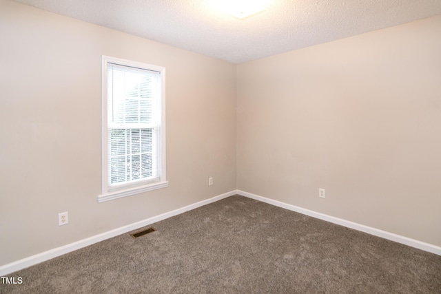 unfurnished room featuring carpet floors and a textured ceiling