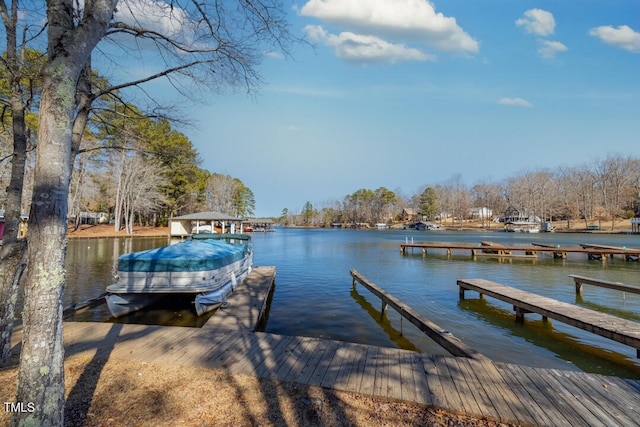 dock area featuring a water view